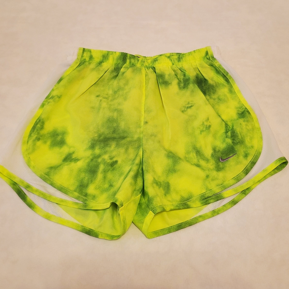 NIKE XS Vintage Y2K DriFit Green/Yellow Tempo Athletic Lined Running Shorts